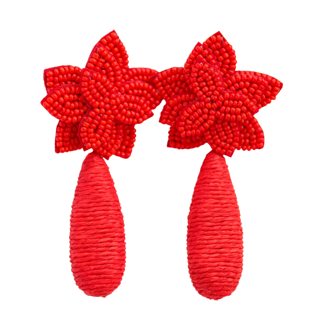 Flora Dangle Earrings - Ruby