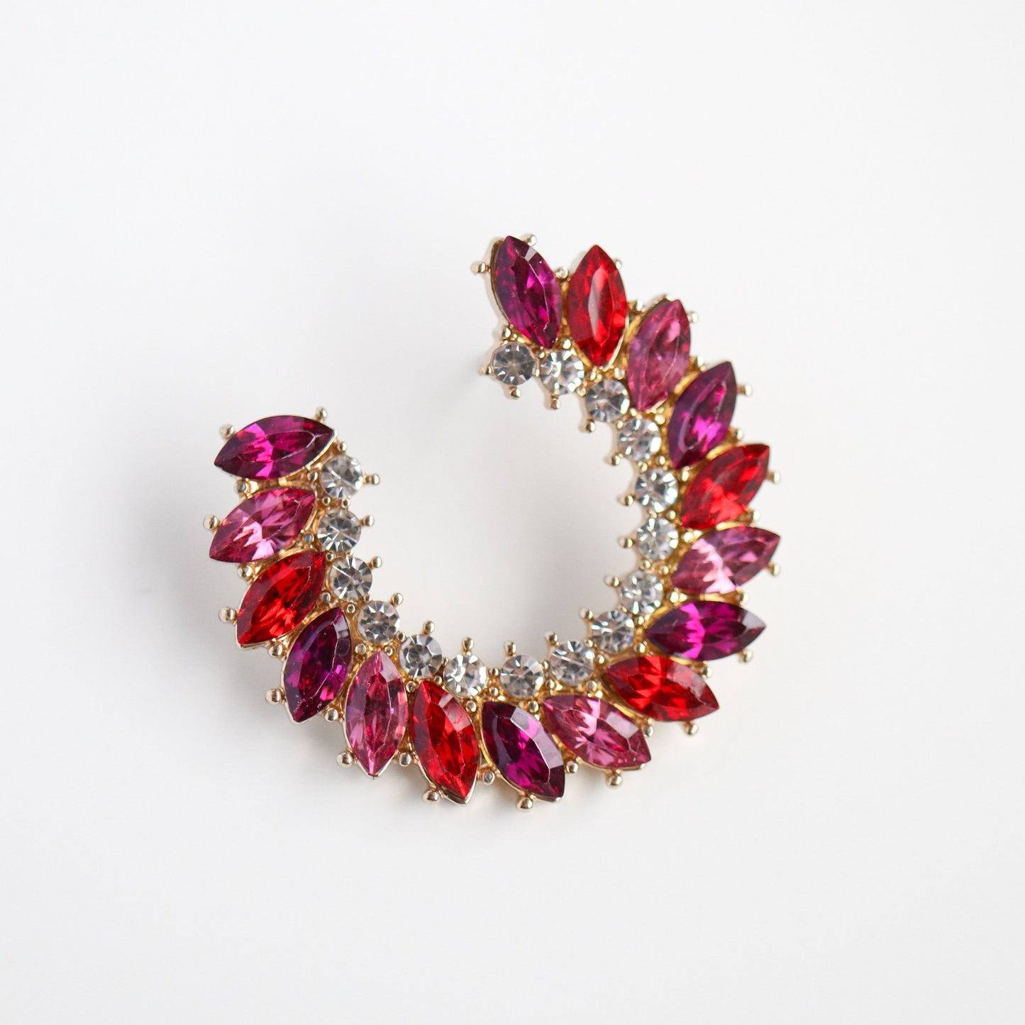 Pave Marquise Circle Earrings- Red