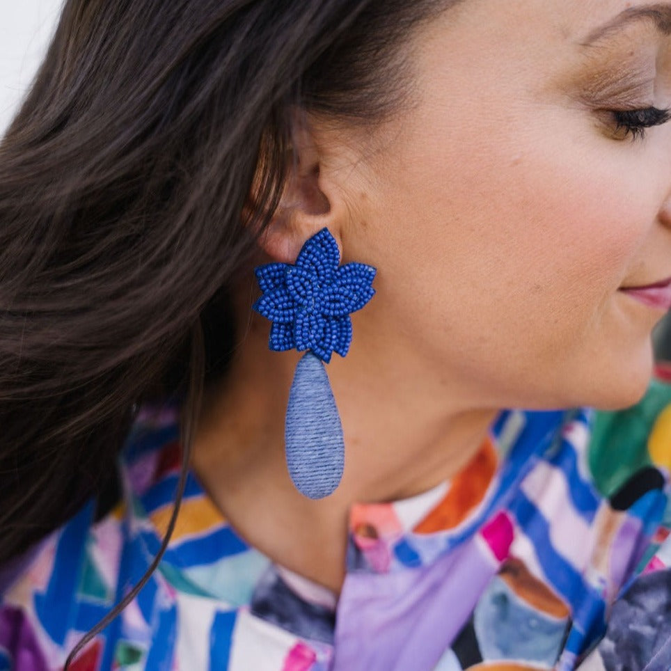 Flora Dangle Earrings - Sapphire