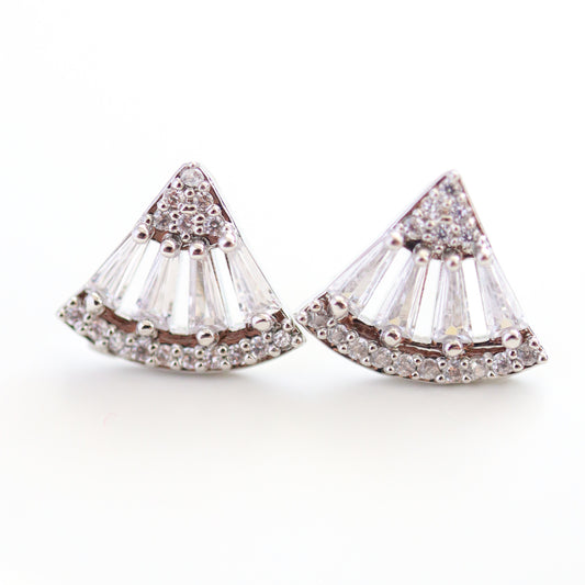 Baguette Fan Studs- Silver
