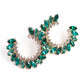 Pave Marquise Circle Earrings- Green