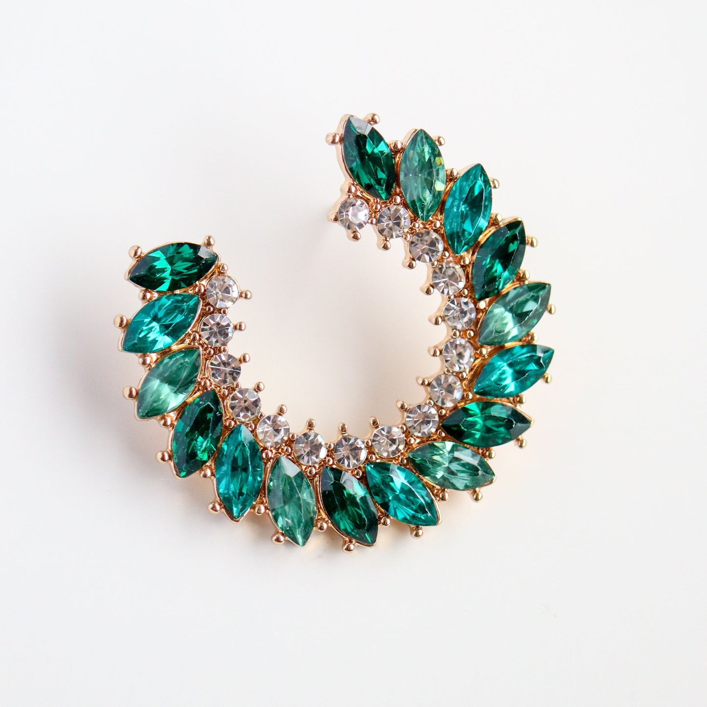 Pave Marquise Circle Earrings- Green