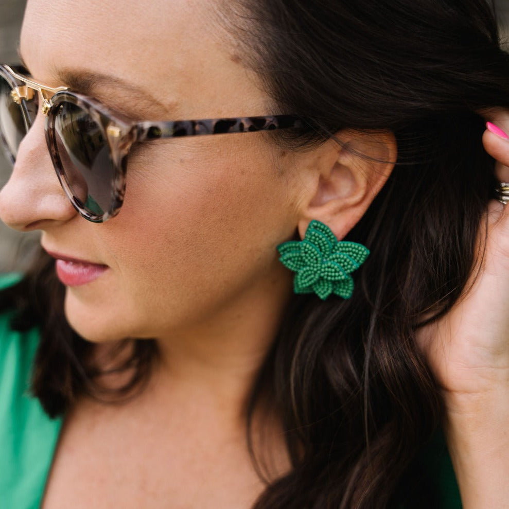 Flora Studs - Emerald