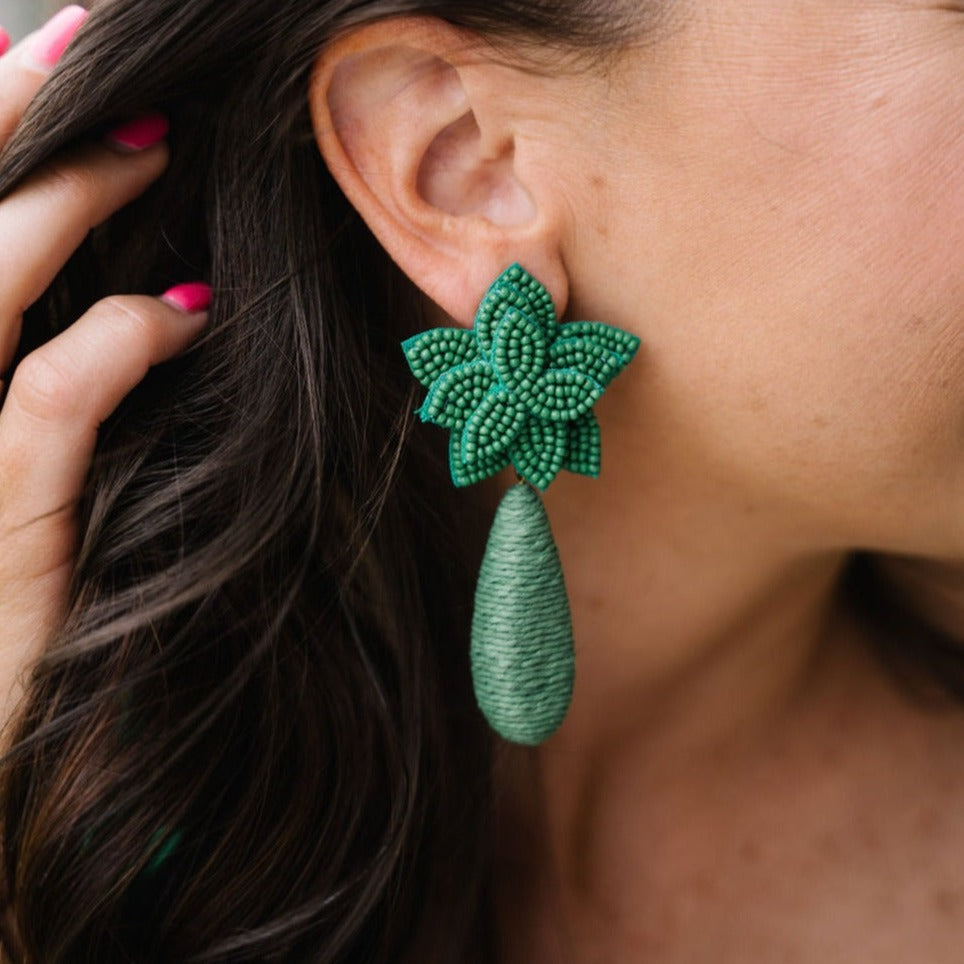 Flora Dangle Earrings - Emerald
