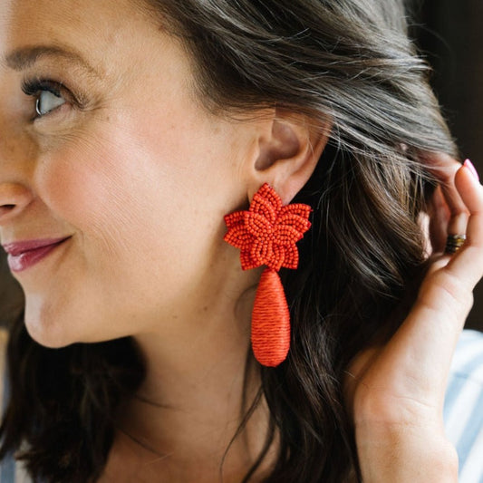 Flora Dangle Earrings - Ruby