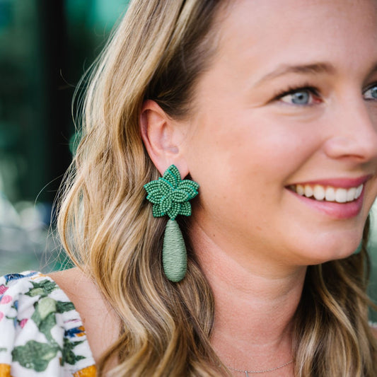 Flora Dangle Earrings - Emerald